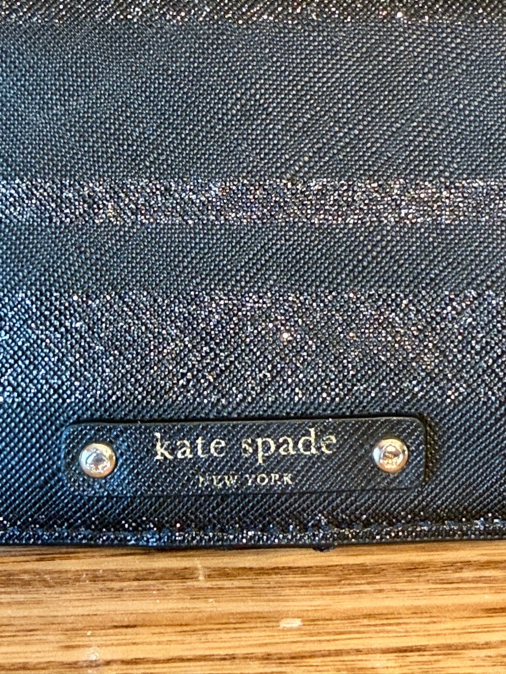 Kate Spade Glitter Mini Snap Wallet Black & Silver EUC - Picture 4 of 12